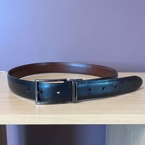 Men's Black and Brown Imitation Leather Belt
